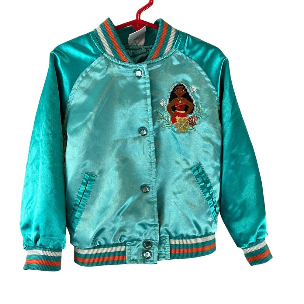 Disney Moana Satin Varsity Jacket Coat Size 4